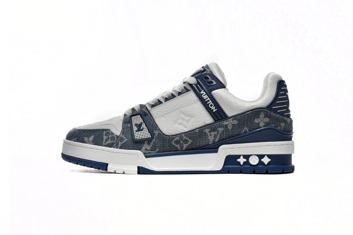 LOUIS VUITTON TRAINER " DENIM MONOGRAM WHITE BLUE "