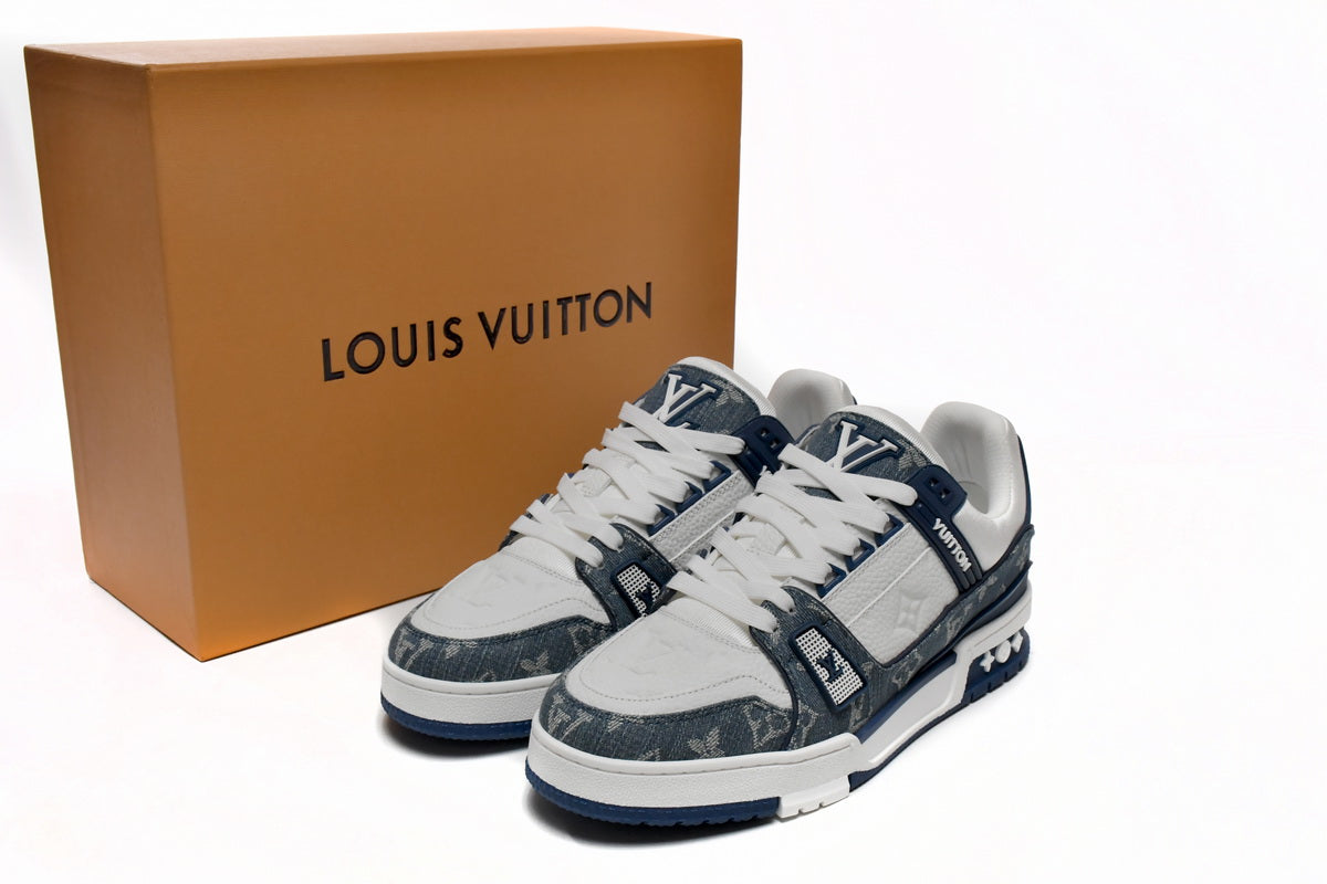 LOUIS VUITTON TRAINER " DENIM MONOGRAM WHITE BLUE "