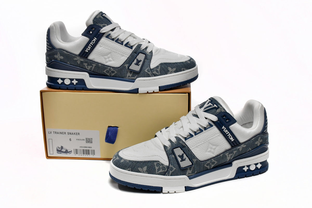 LOUIS VUITTON TRAINER " DENIM MONOGRAM WHITE BLUE "