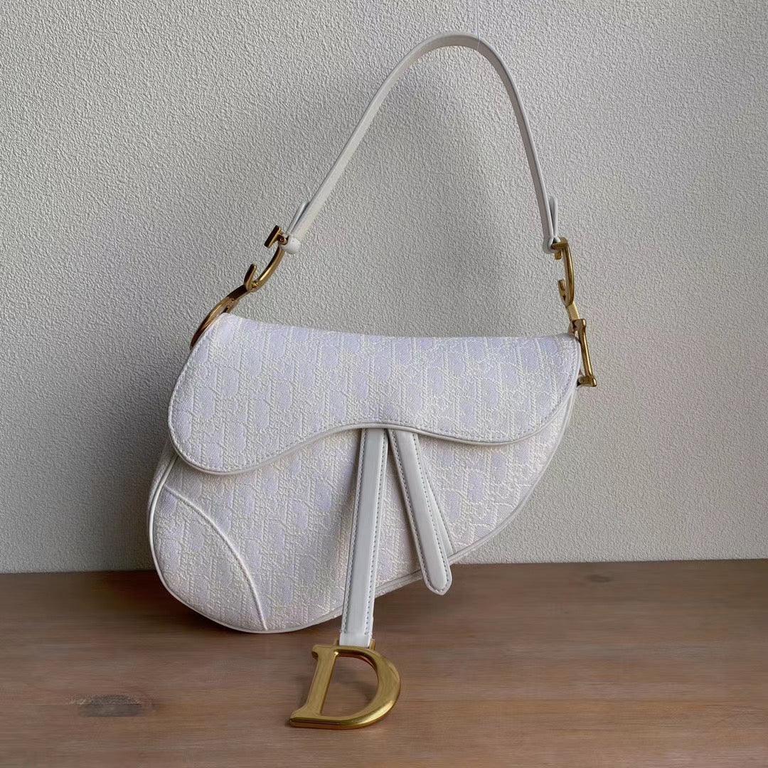 DIOR OBLIQUE WHITE SADDLE BAG