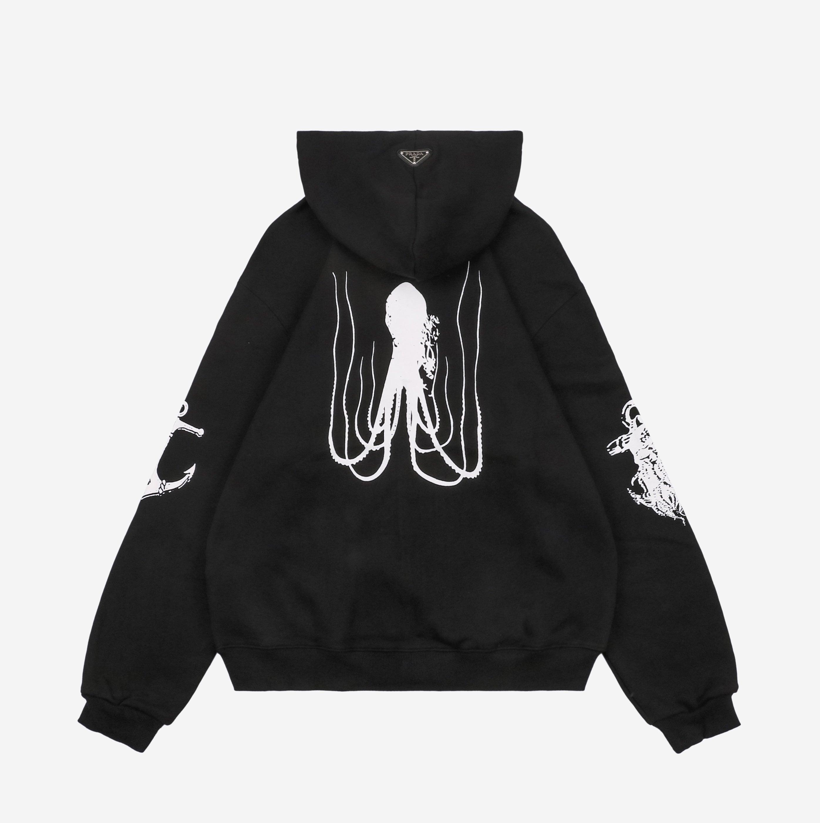 PRADA 22FW SEA ZIP HOODIE BLACK